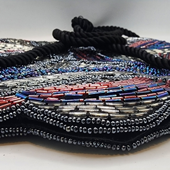 Roaring 1920s Flapper Glass Bead Silk Purse Vintage - Picture 5 of 8